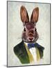 Rabbit in Green Jacket-Fab Funky-Mounted Art Print