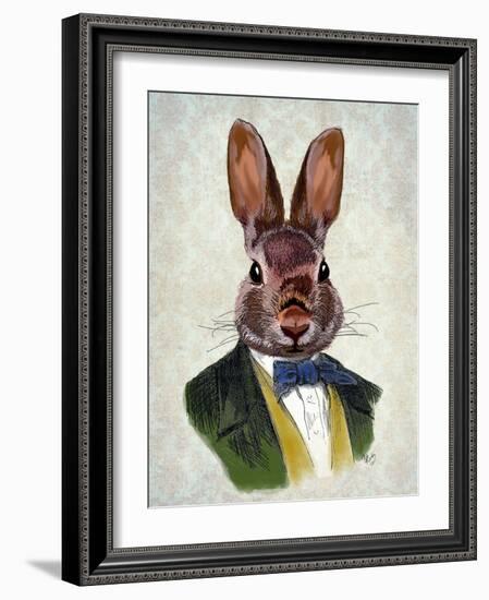 Rabbit in Green Jacket-Fab Funky-Framed Art Print