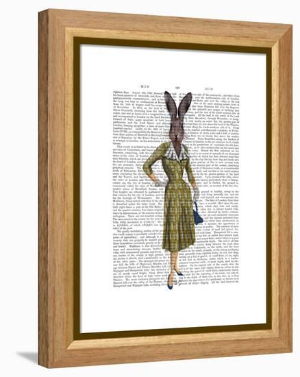 Rabbit In Mustard Dress-Fab Funky-Framed Stretched Canvas
