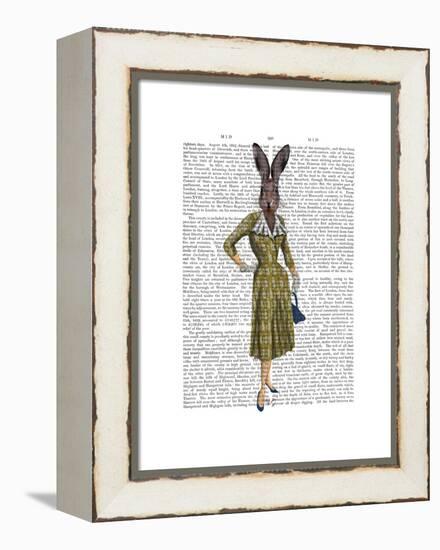 Rabbit In Mustard Dress-Fab Funky-Framed Stretched Canvas