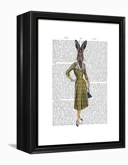 Rabbit In Mustard Dress-Fab Funky-Framed Stretched Canvas