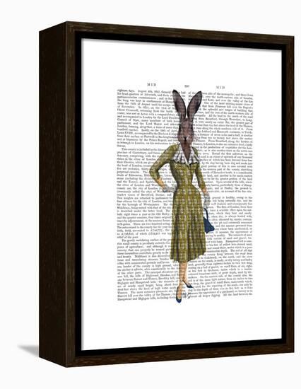 Rabbit In Mustard Dress-Fab Funky-Framed Stretched Canvas