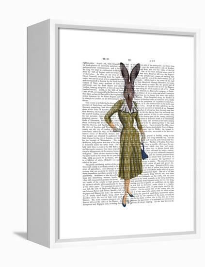 Rabbit In Mustard Dress-Fab Funky-Framed Stretched Canvas