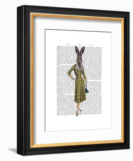Rabbit In Mustard Dress-Fab Funky-Framed Art Print
