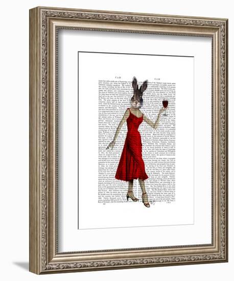 Rabbit in Red Dress-Fab Funky-Framed Art Print