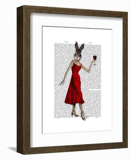 Rabbit in Red Dress-Fab Funky-Framed Art Print