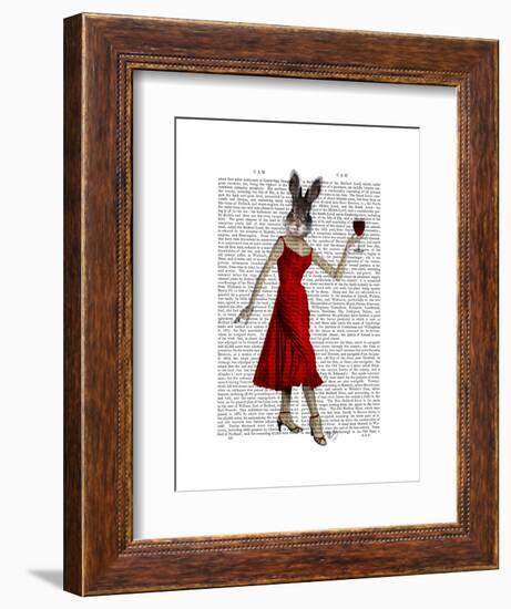 Rabbit in Red Dress-Fab Funky-Framed Art Print