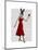 Rabbit in Red Dress-Fab Funky-Mounted Art Print