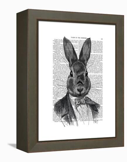 Rabbit in Suit Portrait-Fab Funky-Framed Stretched Canvas