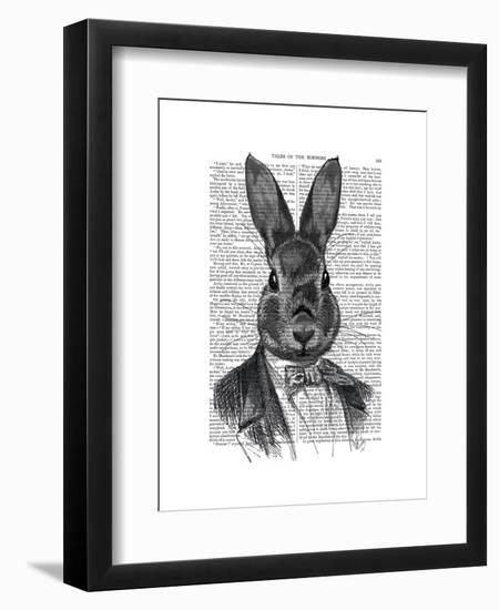 Rabbit in Suit Portrait-Fab Funky-Framed Art Print