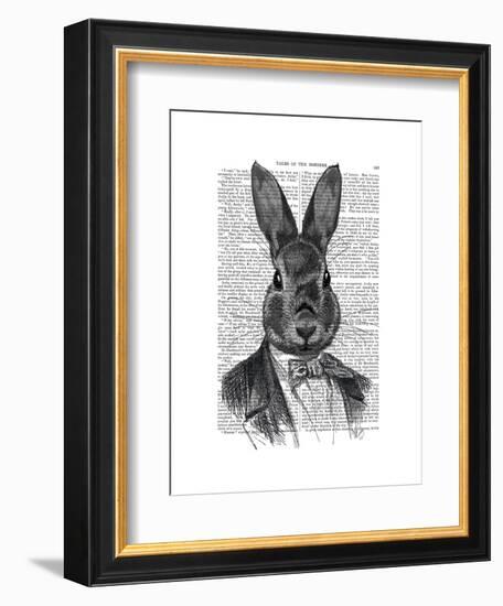 Rabbit in Suit Portrait-Fab Funky-Framed Art Print