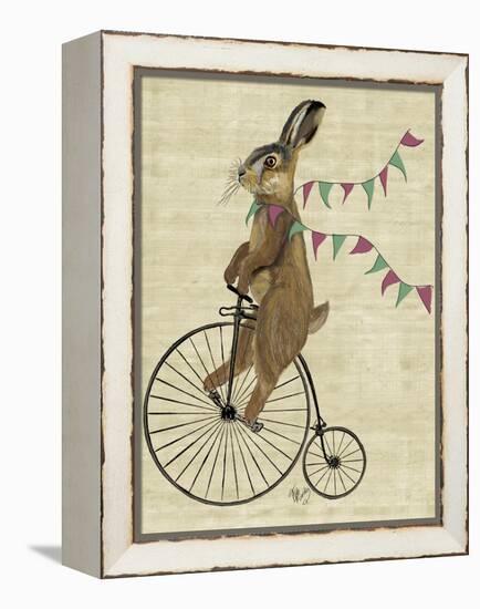 Rabbit on Penny Farthing-Fab Funky-Framed Stretched Canvas