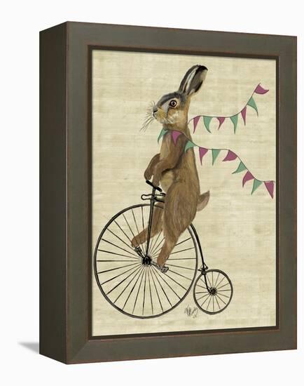 Rabbit on Penny Farthing-Fab Funky-Framed Stretched Canvas