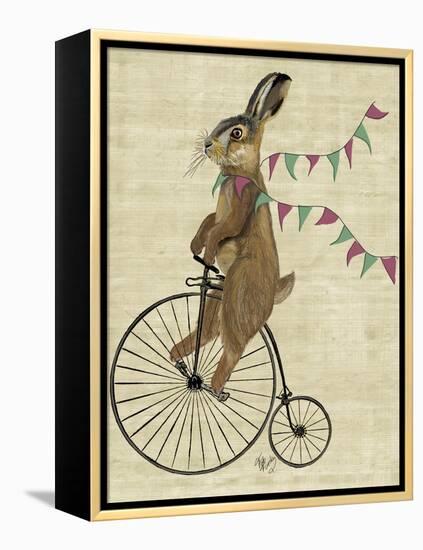 Rabbit on Penny Farthing-Fab Funky-Framed Stretched Canvas