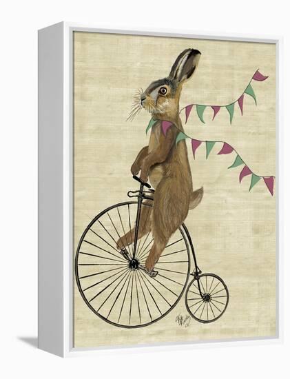 Rabbit on Penny Farthing-Fab Funky-Framed Stretched Canvas