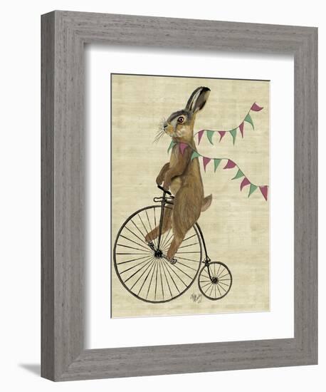 Rabbit on Penny Farthing-Fab Funky-Framed Art Print