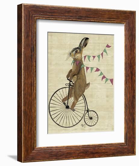 Rabbit on Penny Farthing-Fab Funky-Framed Art Print