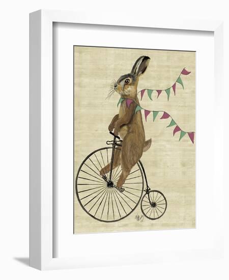 Rabbit on Penny Farthing-Fab Funky-Framed Art Print