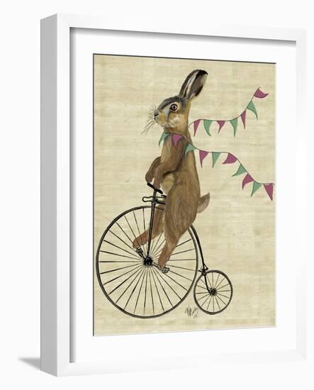 Rabbit on Penny Farthing-Fab Funky-Framed Art Print