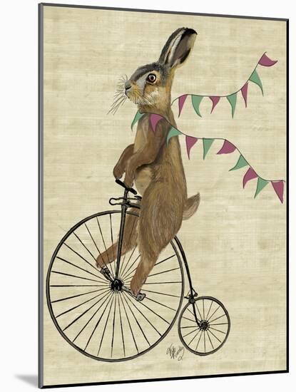 Rabbit on Penny Farthing-Fab Funky-Mounted Art Print