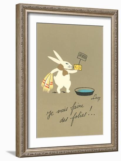 Rabbit Preparing to Bathe-null-Framed Art Print