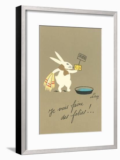 Rabbit Preparing to Bathe-null-Framed Art Print
