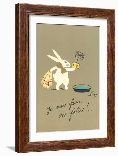 Rabbit Preparing to Bathe-null-Framed Art Print