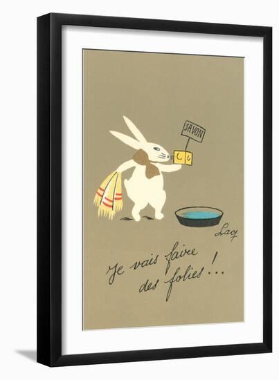 Rabbit Preparing to Bathe-null-Framed Art Print