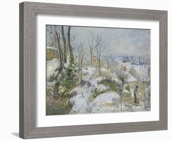 Rabbit Warren at Pontoise, Snow, 1879-Camille Pissarro-Framed Giclee Print