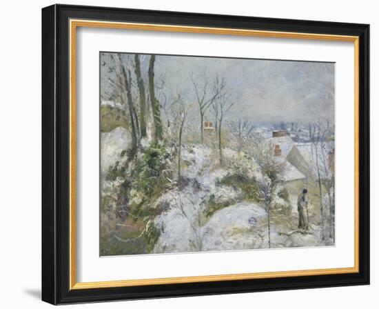 Rabbit Warren at Pontoise, Snow, 1879-Camille Pissarro-Framed Giclee Print