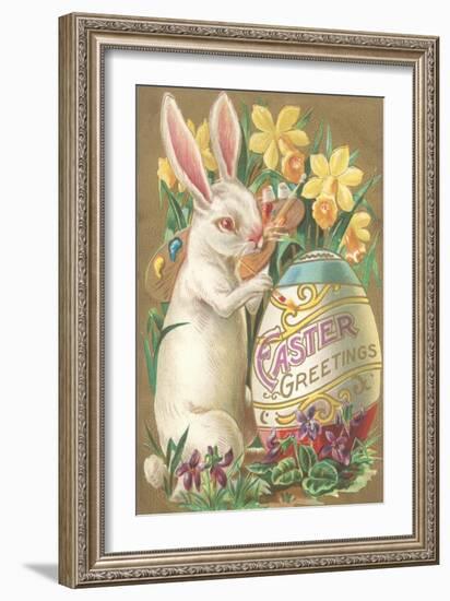 Rabbit with Egg and Daffodils-null-Framed Art Print