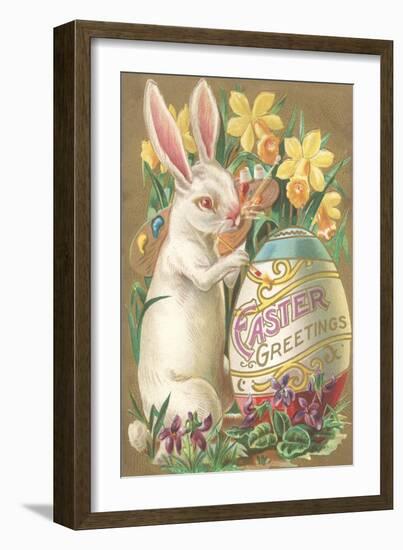 Rabbit with Egg and Daffodils-null-Framed Art Print