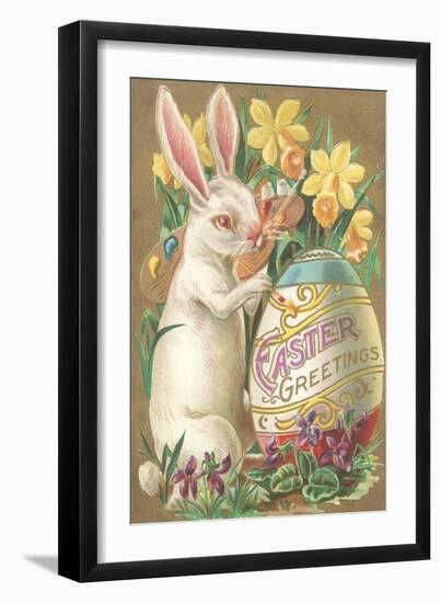 Rabbit with Egg and Daffodils-null-Framed Art Print