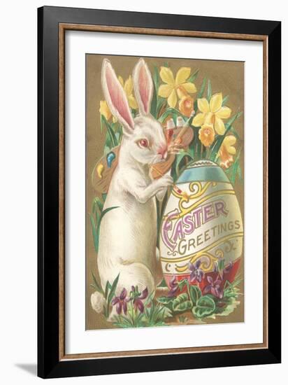 Rabbit with Egg and Daffodils-null-Framed Art Print