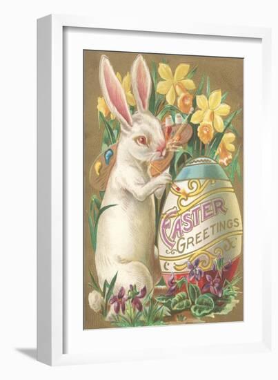 Rabbit with Egg and Daffodils-null-Framed Art Print