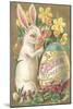Rabbit with Egg and Daffodils-null-Mounted Art Print