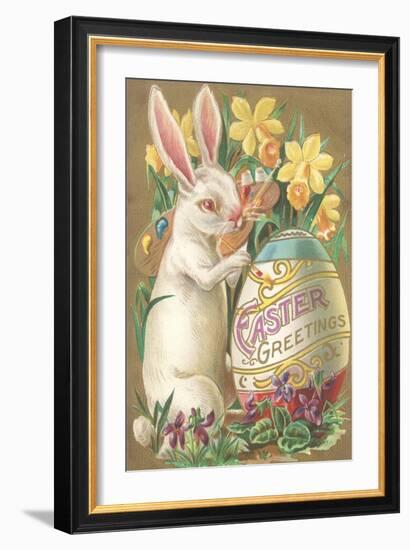 Rabbit with Egg and Daffodils-null-Framed Art Print