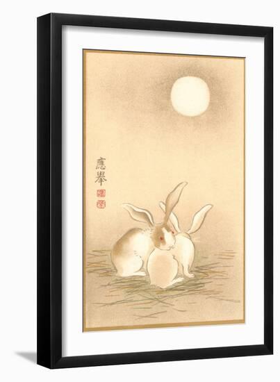 Rabbits and the Moon-null-Framed Art Print