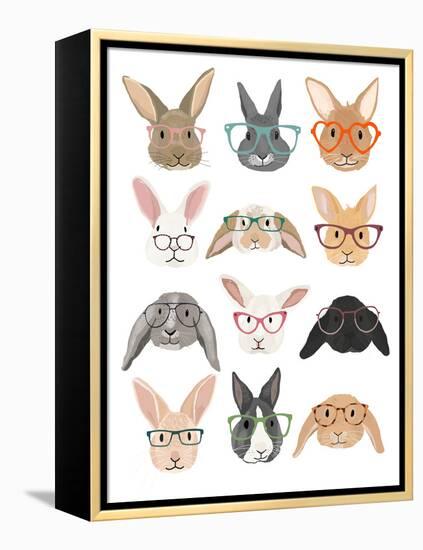 Rabbits in Glasses-Hanna Melin-Framed Stretched Canvas