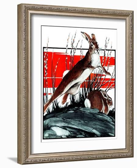 "Rabbits in Pussy Willows,"April 5, 1924-Paul Bransom-Framed Giclee Print