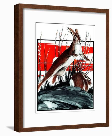 "Rabbits in Pussy Willows,"April 5, 1924-Paul Bransom-Framed Giclee Print