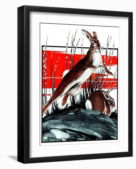"Rabbits in Pussy Willows,"April 5, 1924-Paul Bransom-Framed Giclee Print