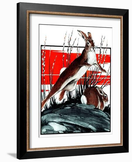 "Rabbits in Pussy Willows,"April 5, 1924-Paul Bransom-Framed Giclee Print