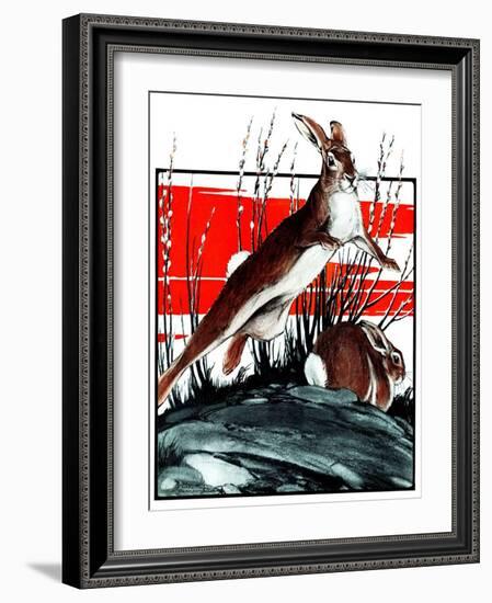 "Rabbits in Pussy Willows,"April 5, 1924-Paul Bransom-Framed Giclee Print