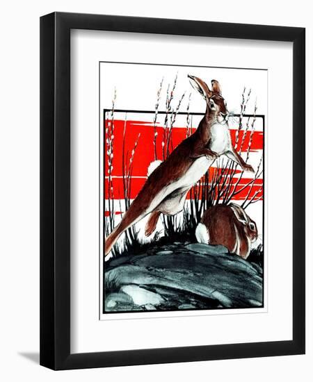 "Rabbits in Pussy Willows,"April 5, 1924-Paul Bransom-Framed Premium Giclee Print