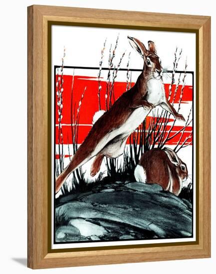 "Rabbits in Pussy Willows,"April 5, 1924-Paul Bransom-Framed Premier Image Canvas