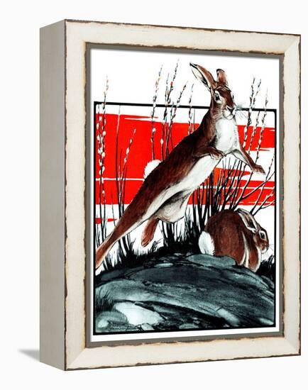"Rabbits in Pussy Willows,"April 5, 1924-Paul Bransom-Framed Premier Image Canvas
