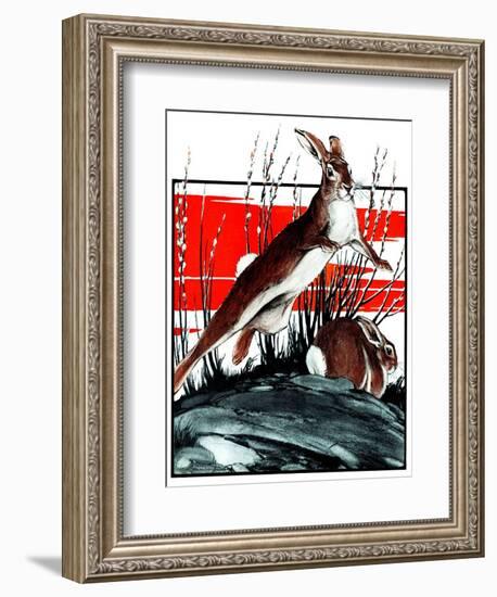 "Rabbits in Pussy Willows,"April 5, 1924-Paul Bransom-Framed Giclee Print