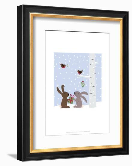 Rabbits in the Snow - Wink Designs Contemporary Print-Michelle Lancaster-Framed Giclee Print