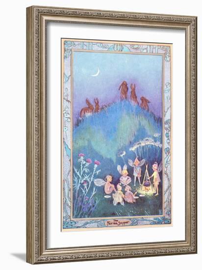 Rabbits Watch Fairies Supper--Framed Art Print